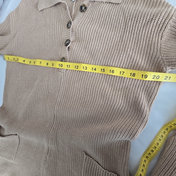 Le Lis Ribbed Knit Sweater Romper Collared Button Front Cozy Neutral Coastal Sm - Picture 4 of 11